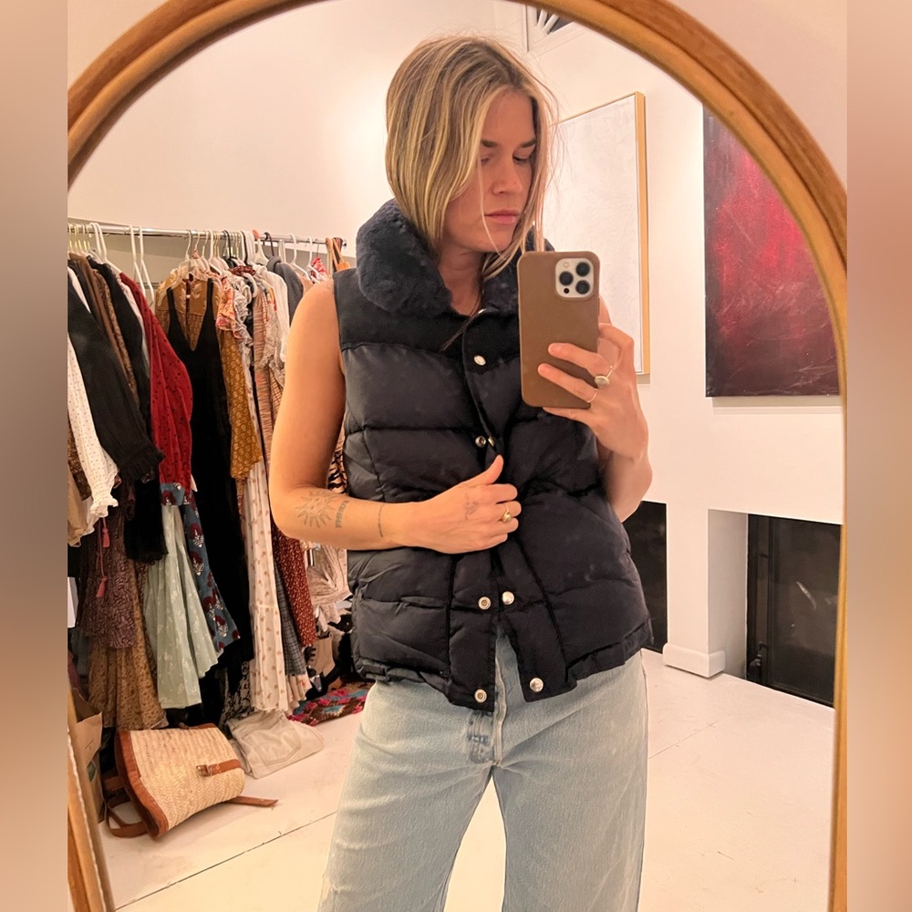 Penfield Shearling Puffer Vest, Navy